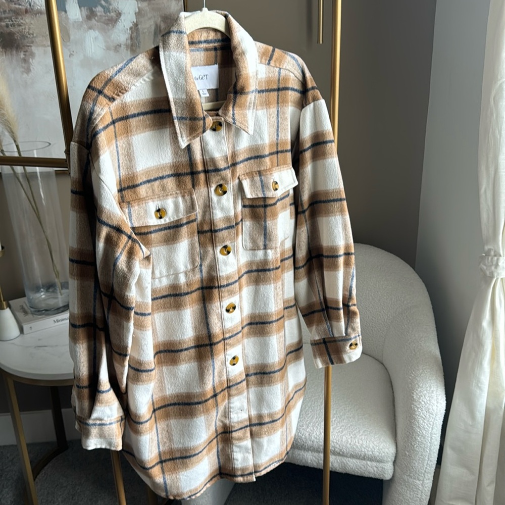 Plaid Button- Front Shacket